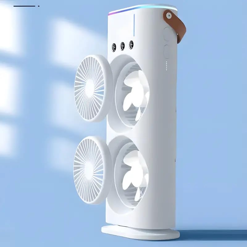 Rechargeable Automatic Rotating Dual Double Spray Mist Fan