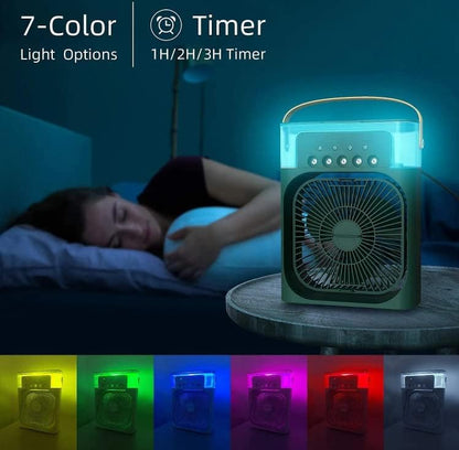 USB Personal Cooler, Mini Humidifier Fan with 7 Colors LED Light