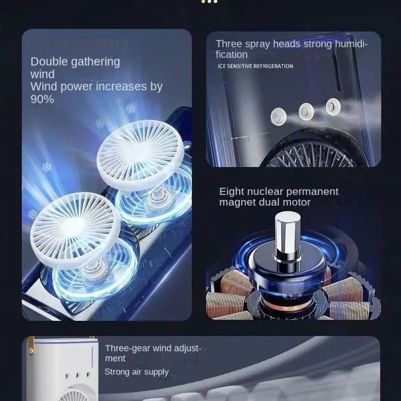 Rechargeable Automatic Rotating Dual Double Spray Mist Fan