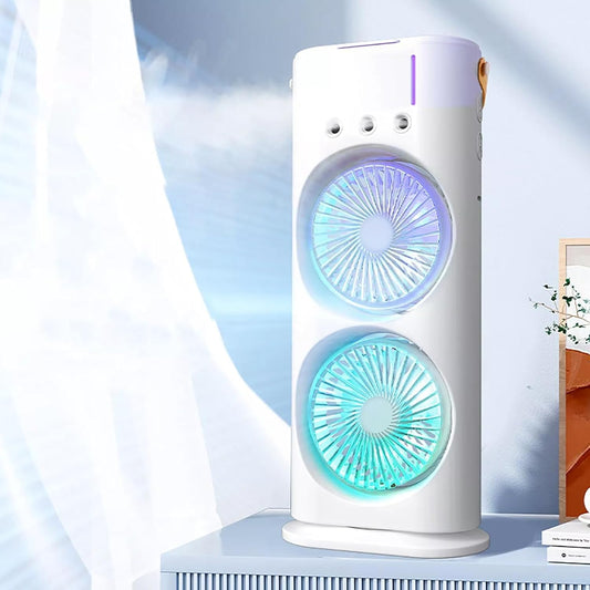 Rechargeable Automatic Rotating Dual Double Spray Mist Fan