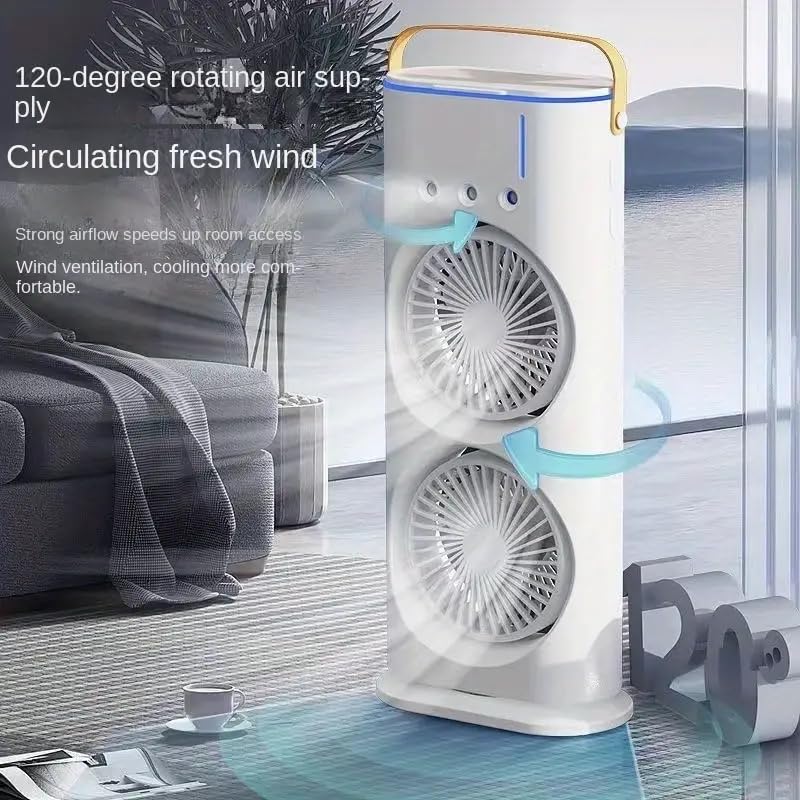 Rechargeable Automatic Rotating Dual Double Spray Mist Fan