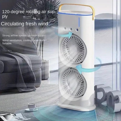 Rechargeable Automatic Rotating Dual Double Spray Mist Fan