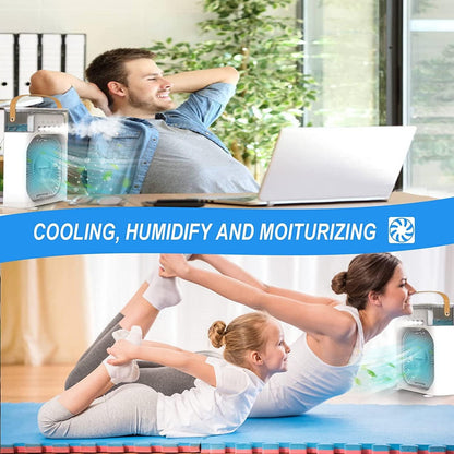USB Personal Cooler, Mini Humidifier Fan with 7 Colors LED Light