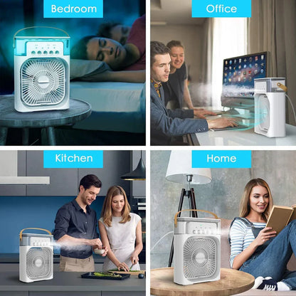 USB Personal Cooler, Mini Humidifier Fan with 7 Colors LED Light